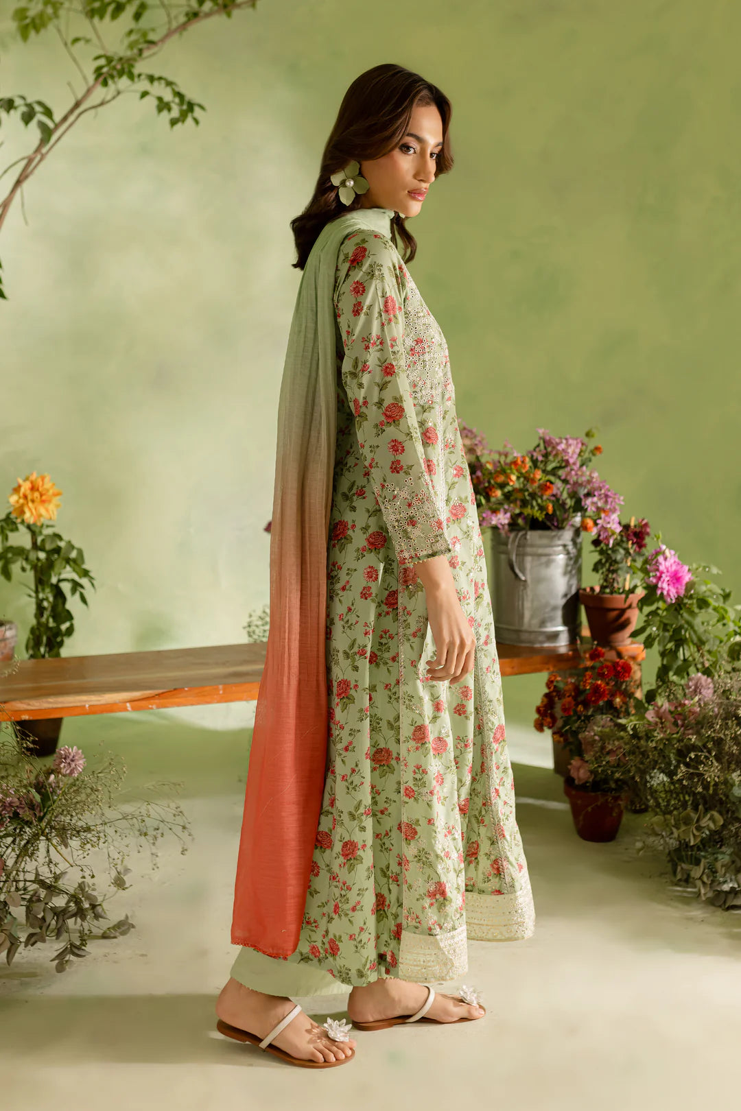 Mint Green 3 Pc Digital Printed Lawn Frock