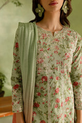 Mint Green 3 Pc Digital Printed Lawn Frock