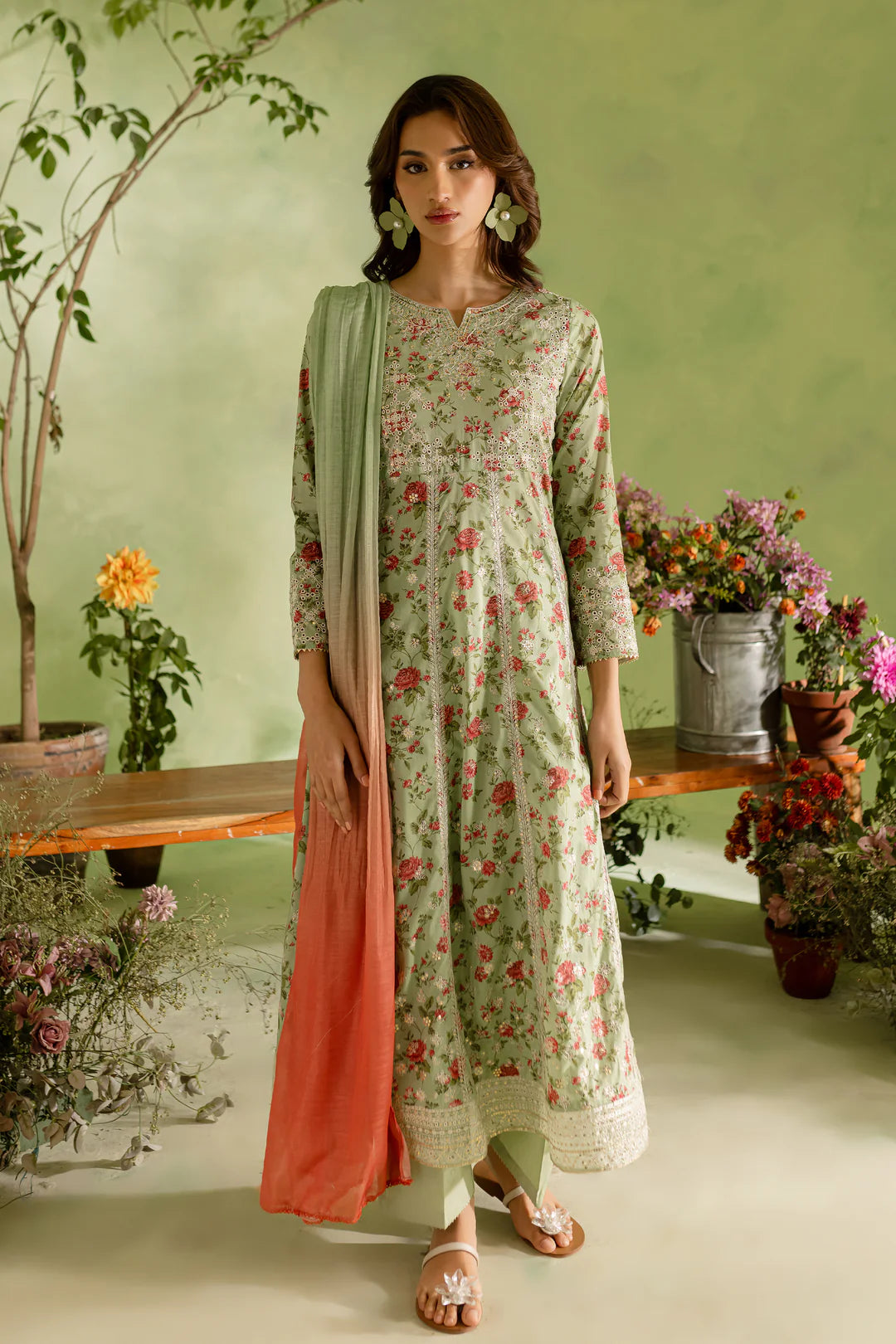 Mint Green 3 Pc Digital Printed Lawn Frock