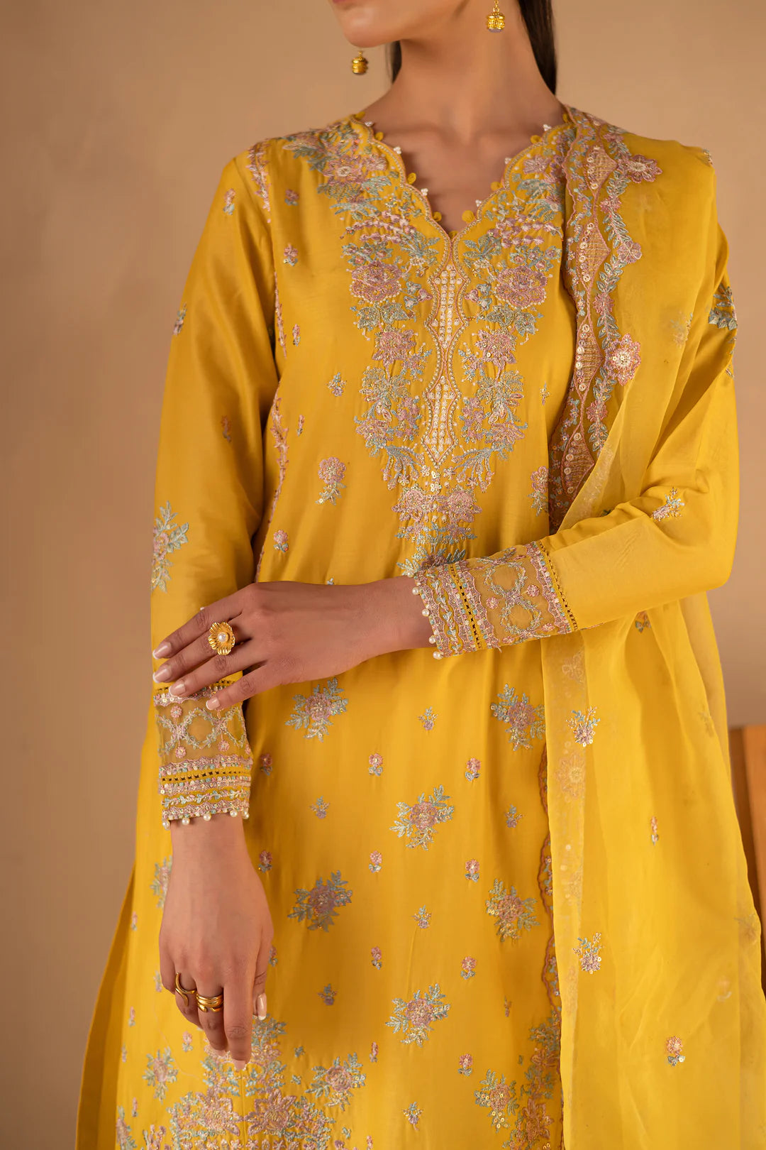 3 Pc - Embroidered Luxe Pret