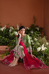 Turf Green 3 Pc Fully Embroidered Pima Lawn Suit