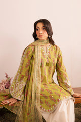 Elegant Green Embroidered Lawn 3 PC