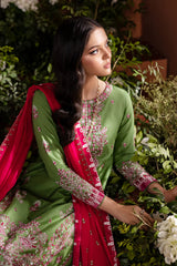 Turf Green 3 Pc Fully Embroidered Pima Lawn Suit