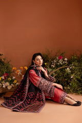 Rust Embroidered 3 Pc Pima Lawn Suit