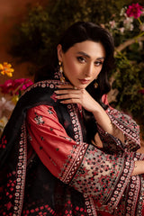 Rust Embroidered 3 Pc Pima Lawn Suit